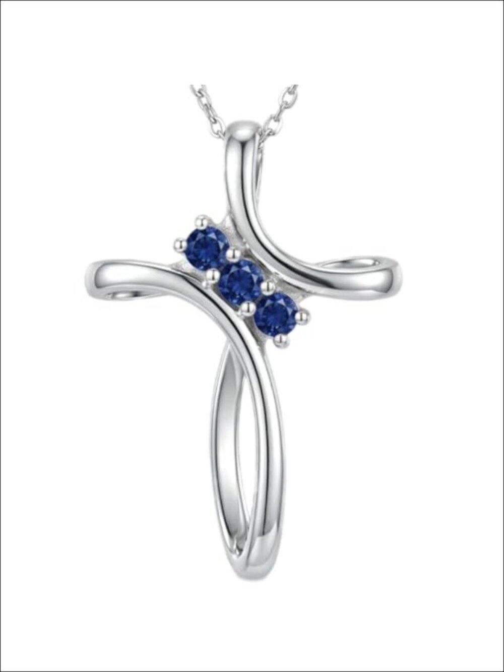 Birthstone Cross Pendant Necklace for Women